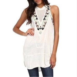 Free People Ivory Adella Tunic Flowy White Top